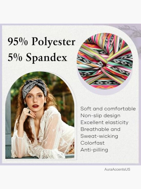 Non Slip Wide Elastic Thick Headbands, Soft Stretchy Sports Sweat Bands, Twist